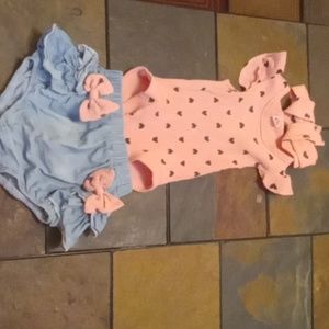 SHEIN 12M-18M Toddler Black Hearted Peach And Denim Shorts